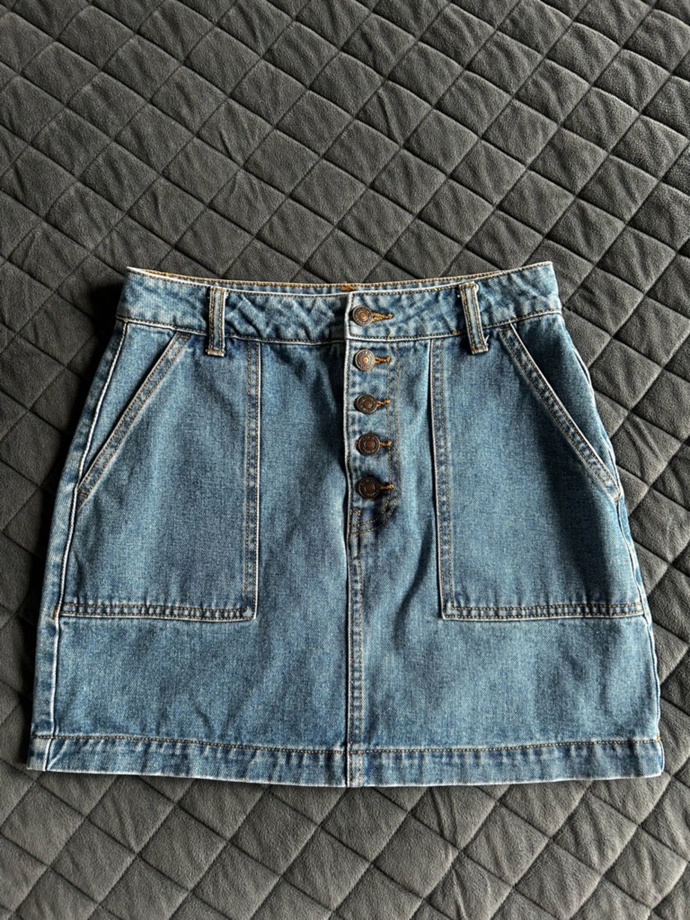 Forever 21 Light Blue Button-Front Denim Mini Skirt